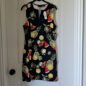 NY&C Black Dress with fruit pattern medium
